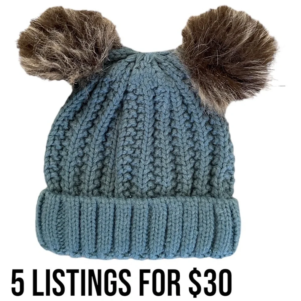 Toddler Girl winter beanie pom hat